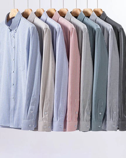 Men's Long Sleeve Stripe Oxford Shirt - Casual & Formal Style