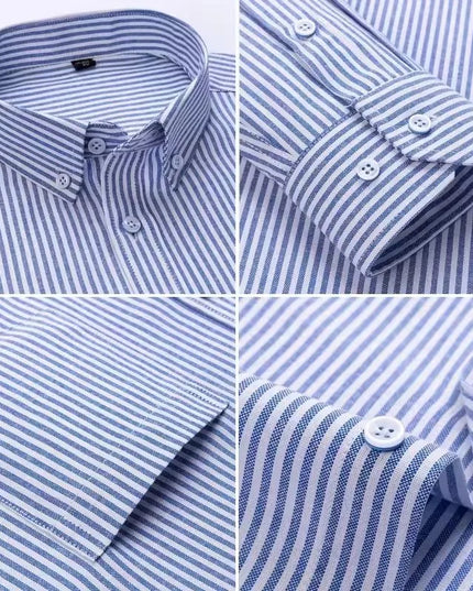 Men's Long Sleeve Stripe Oxford Shirt - Casual & Formal Style