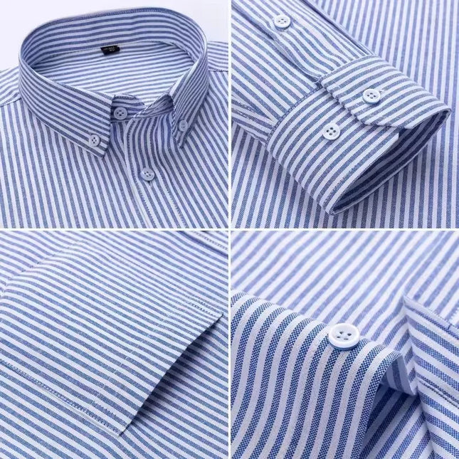 Men's Long Sleeve Stripe Oxford Shirt - Casual & Formal Style