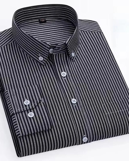 Men's Long Sleeve Stripe Oxford Shirt - Casual & Formal Style