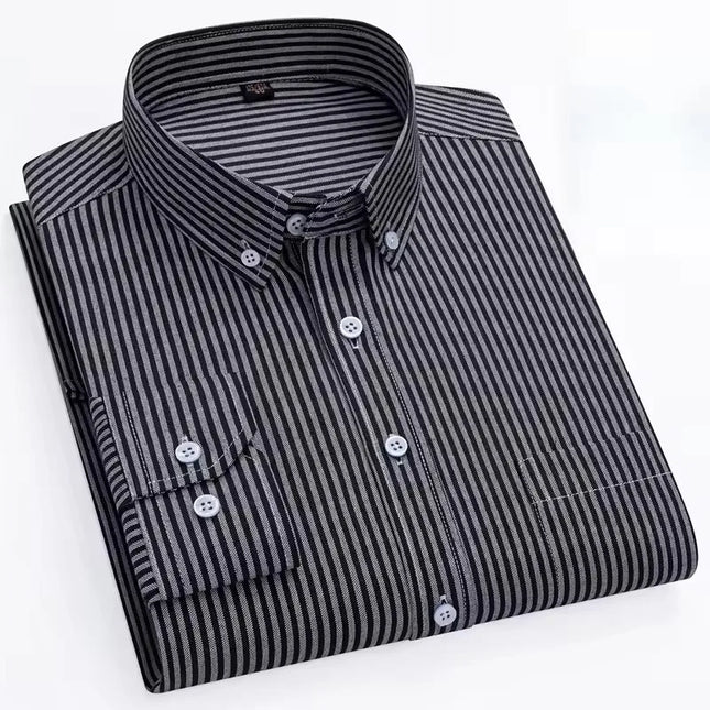 Men's Long Sleeve Stripe Oxford Shirt - Casual & Formal Style
