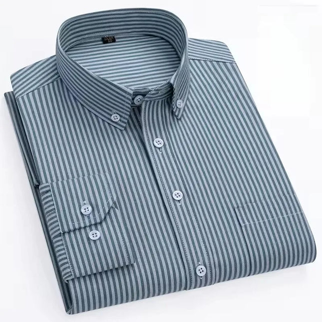 Men's Long Sleeve Stripe Oxford Shirt - Casual & Formal Style