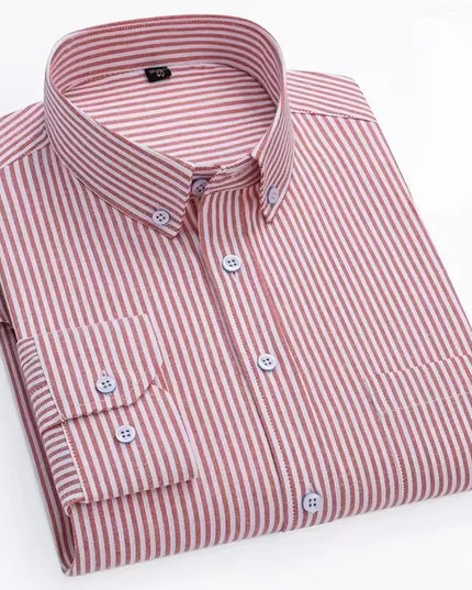 Men's Long Sleeve Stripe Oxford Shirt - Casual & Formal Style