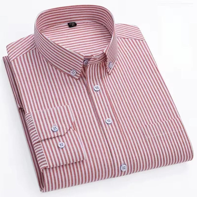 Men's Long Sleeve Stripe Oxford Shirt - Casual & Formal Style