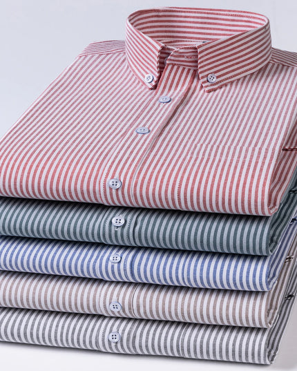 Men's Long Sleeve Stripe Oxford Shirt - Casual & Formal Style
