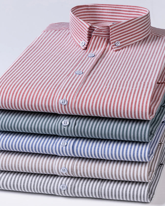 Men's Long Sleeve Stripe Oxford Shirt - Casual & Formal Style