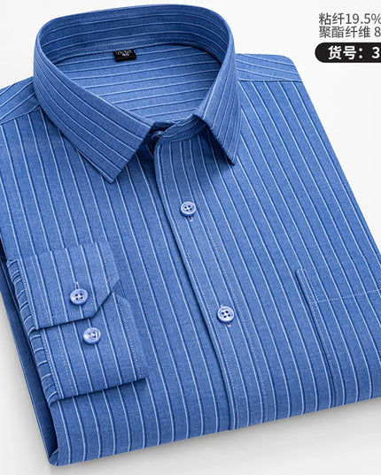 Men's Long Sleeve Stripe Shirt - Wrinkle Resistant, Big Sizes 5XL-7XL