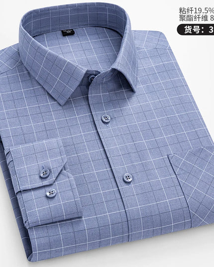 Men's Long Sleeve Stripe Shirt - Wrinkle Resistant, Big Sizes 5XL-7XL