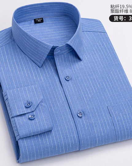 Men's Long Sleeve Stripe Shirt - Wrinkle Resistant, Big Sizes 5XL-7XL