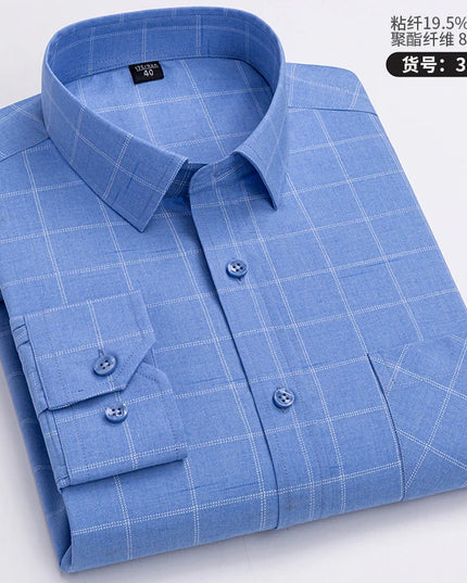 Men's Long Sleeve Stripe Shirt - Wrinkle Resistant, Big Sizes 5XL-7XL