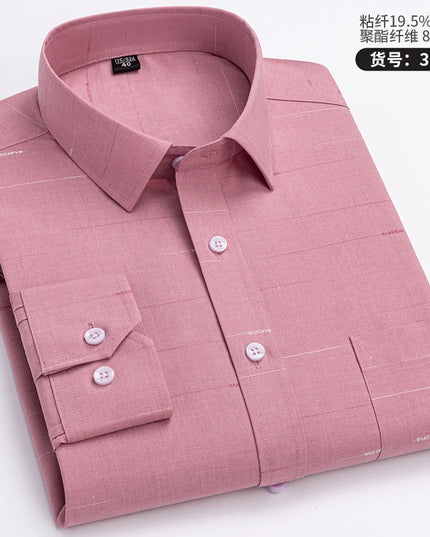 Men's Long Sleeve Stripe Shirt - Wrinkle Resistant, Big Sizes 5XL-7XL