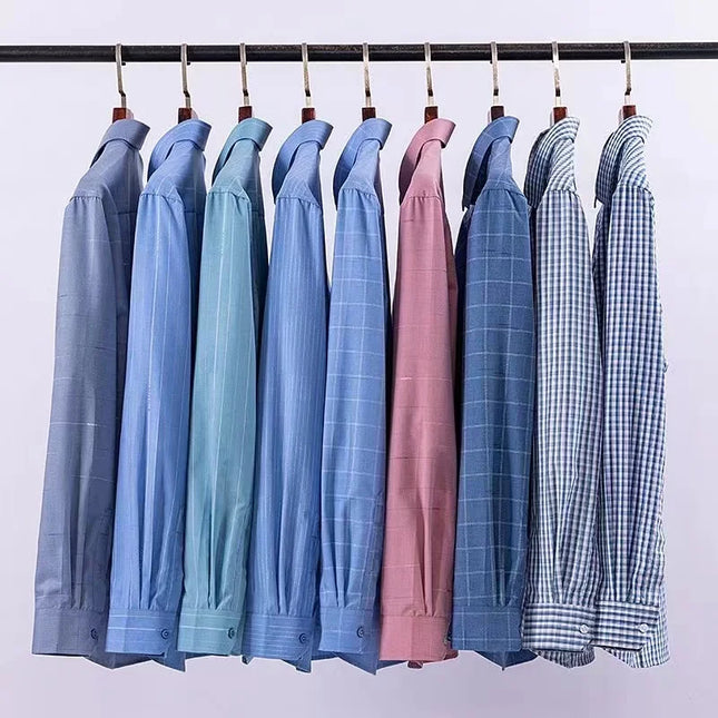 Men's Long Sleeve Stripe Shirt - Wrinkle Resistant, Big Sizes 5XL-7XL