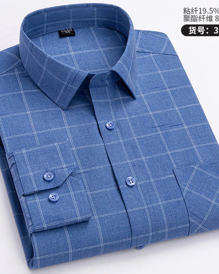 Men's Long Sleeve Stripe Shirt - Wrinkle Resistant, Big Sizes 5XL-7XL