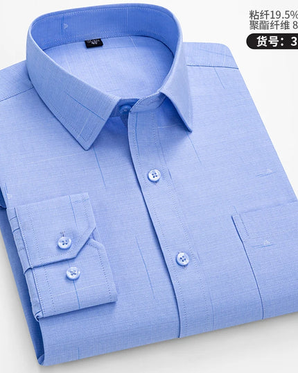 Men's Long Sleeve Stripe Shirt - Wrinkle Resistant, Big Sizes 5XL-7XL