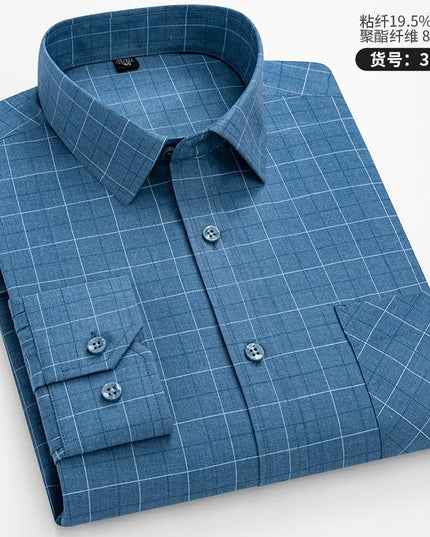 Men's Long Sleeve Stripe Shirt - Wrinkle Resistant, Big Sizes 5XL-7XL