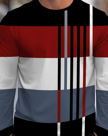 Men’s Long-Sleeve Striped Pullover - Stylish and Casual Wear