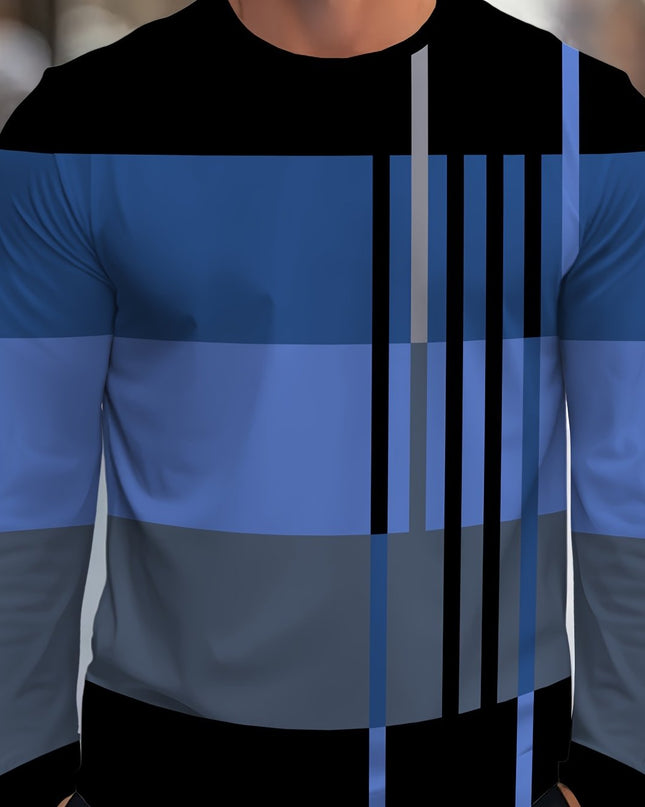 Men’s Long-Sleeve Striped Pullover - Stylish and Casual Wear