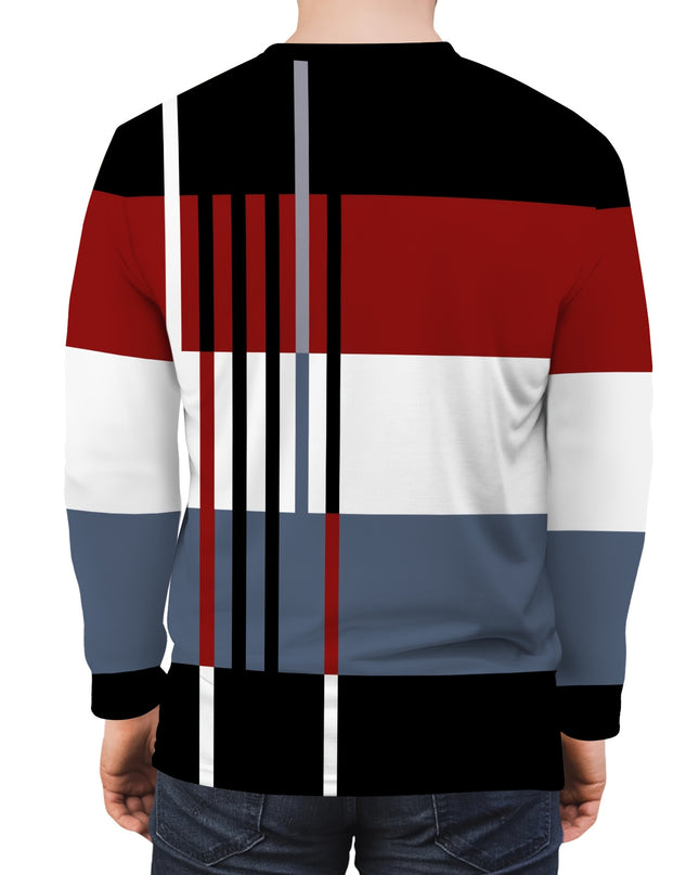Men’s Long-Sleeve Striped Pullover - Stylish and Casual Wear