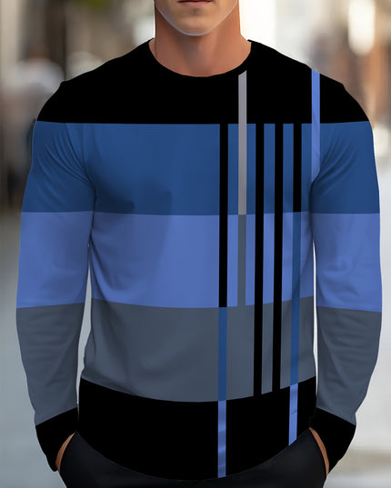 Men’s Long-Sleeve Striped Pullover - Stylish and Casual Wear
