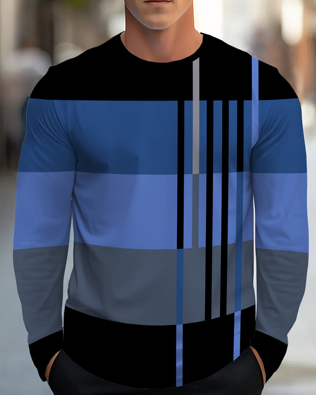 Men’s Long-Sleeve Striped Pullover - Stylish and Casual Wear
