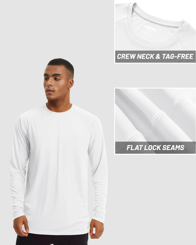 Men's Long Sleeve Sun Protection T-Shirt - Moisture Wicking & Lightweight