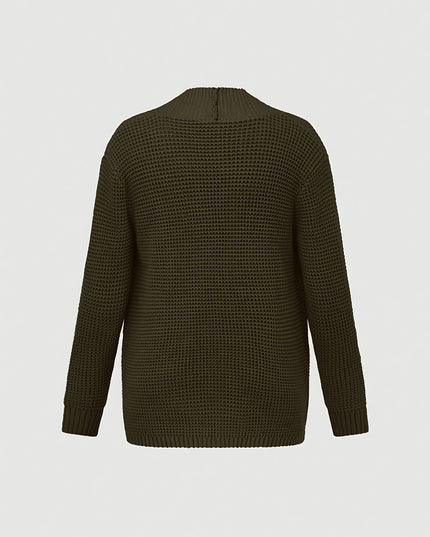 Men's Long-Sleeved Knitted Cardigan - V-Neck, Casual Style