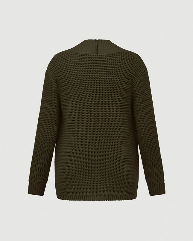 Men's Long-Sleeved Knitted Cardigan - V-Neck, Casual Style