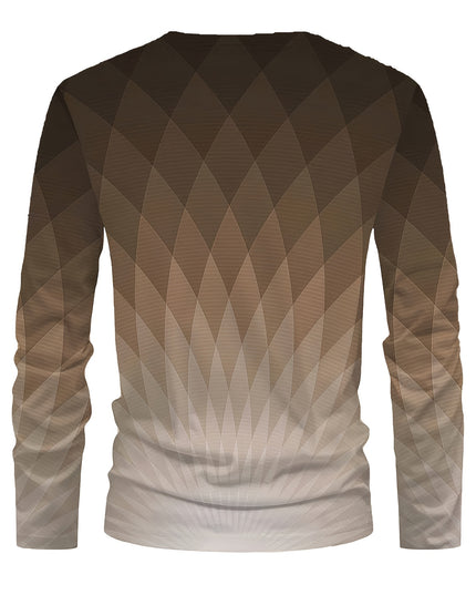Men’s Long-Sleeved T-Shirt - Gradient Geometric Print, Casual Style