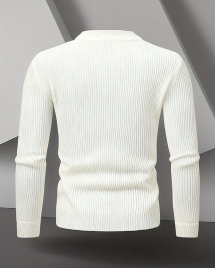 Men's Loose Fit Knit Cardigan - Casual Zip Ribbed Sweater