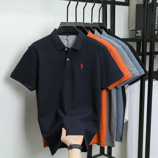 Men's Luxury Cotton Polo Shirt - Breathable Casual Summer Wear