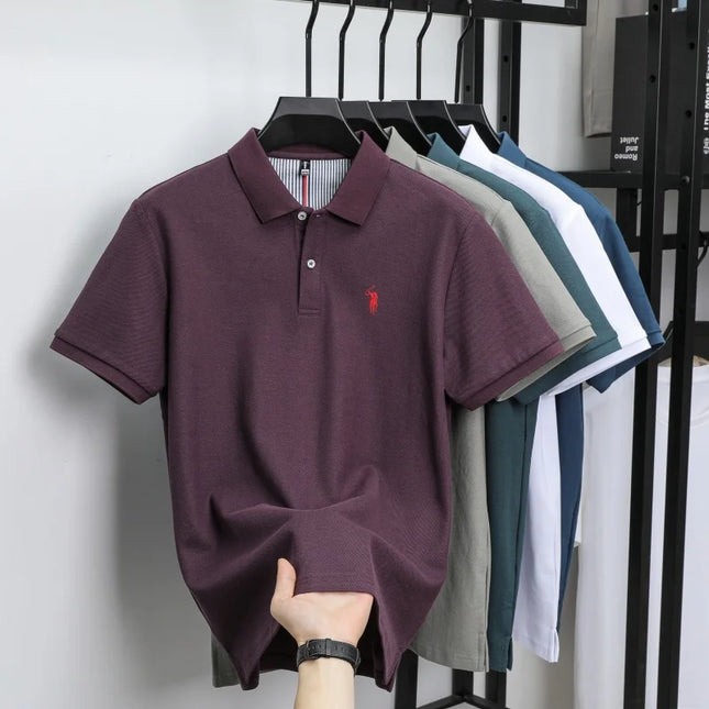 Men's Luxury Cotton Polo Shirt - Breathable Casual Summer Wear