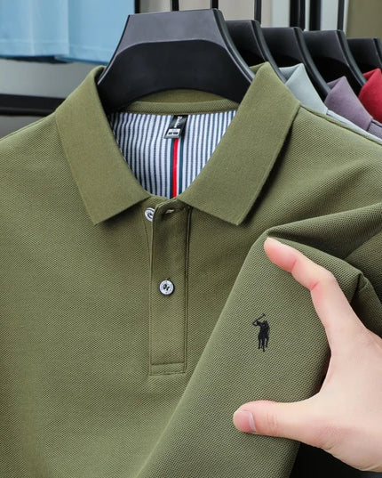 Men's Luxury Cotton Polo Shirt - Breathable Casual Summer Wear