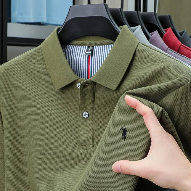 Men's Luxury Cotton Polo Shirt - Breathable Casual Summer Wear
