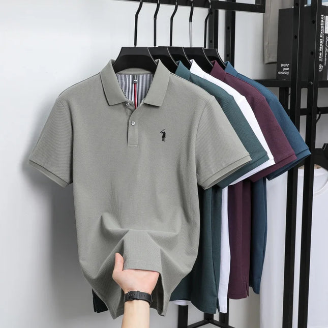 Men's Luxury Cotton Polo Shirt - Breathable Casual Summer Wear