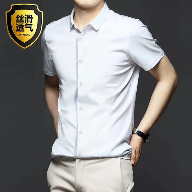 Men's Non-Iron Anti-Wrinkle Short Sleeve Shirt - Casual Business Style
