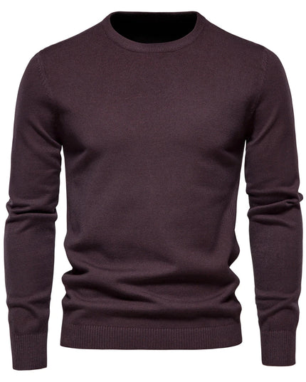 Men's O-neck Pullover Sweater - Warm Solid Color Knit
