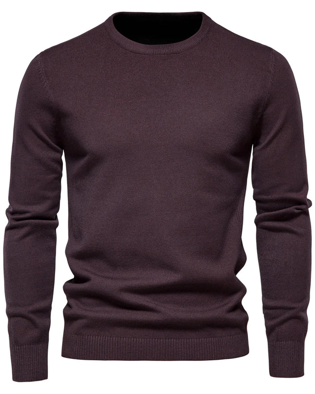 Men's O-neck Pullover Sweater - Warm Solid Color Knit