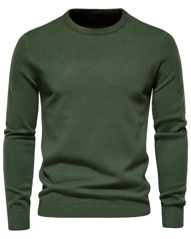 Men's O-neck Pullover Sweater - Warm Solid Color Knit
