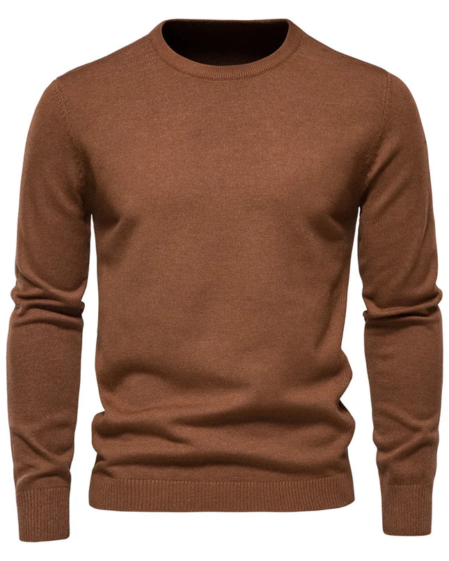 Men's O-neck Pullover Sweater - Warm Solid Color Knit