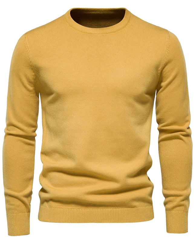 Men's O-neck Pullover Sweater - Warm Solid Color Knit