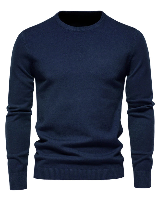 Men's O-neck Pullover Sweater - Warm Solid Color Knit