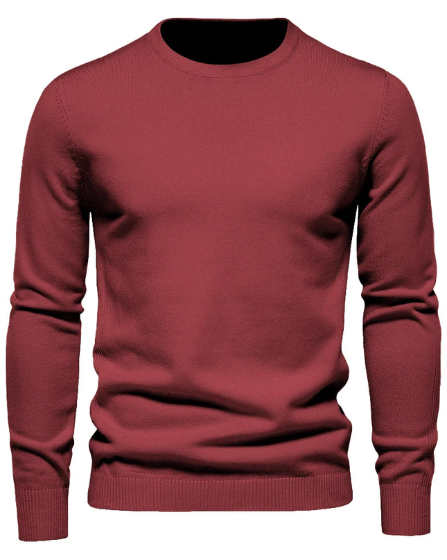 Men's O-neck Pullover Sweater - Warm Solid Color Knit