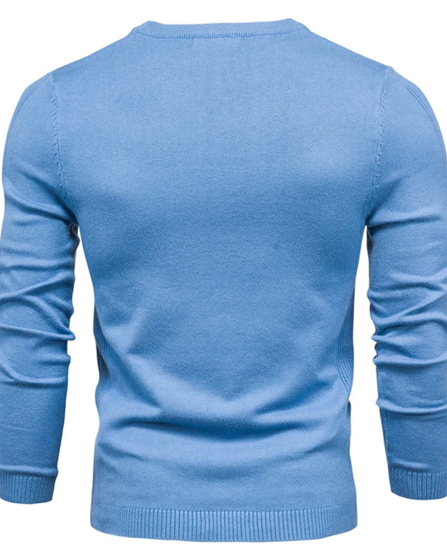 Men's O-neck Pullover Sweater - Warm Solid Color Knit