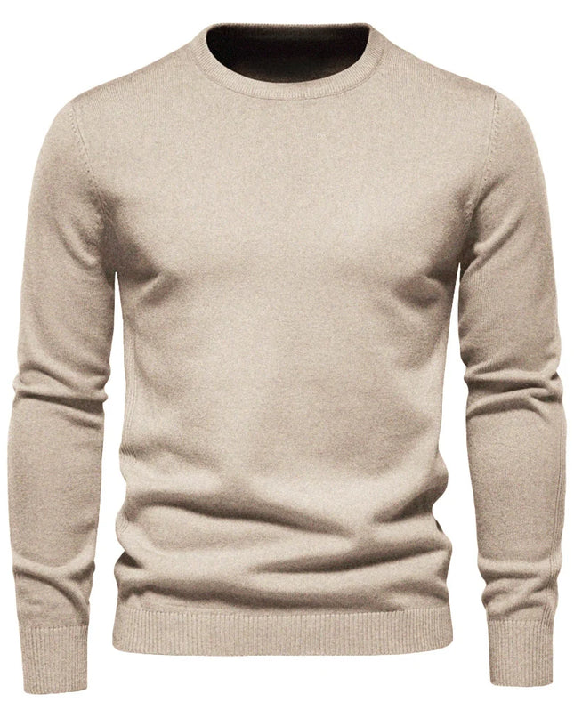 Men's O-neck Pullover Sweater - Warm Solid Color Knit