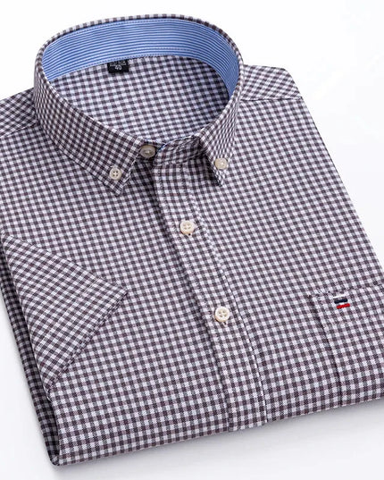 Men's Oxford Cotton Short Sleeve Shirt - Classic Solid & Breathable
