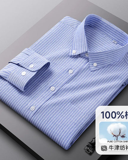Men's Oxford Shirt S-5XL - 100% Cotton Long Sleeve Dress Shirt