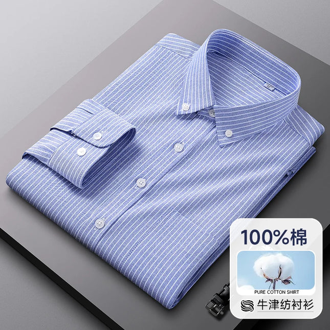 Men's Oxford Shirt S-5XL - 100% Cotton Long Sleeve Dress Shirt
