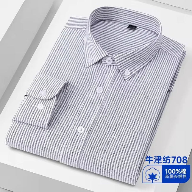 Men's Oxford Shirt S-5XL - 100% Cotton Long Sleeve Dress Shirt