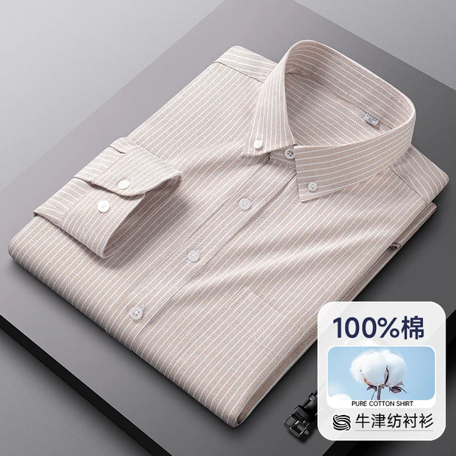 Men's Oxford Shirt S-5XL - 100% Cotton Long Sleeve Dress Shirt