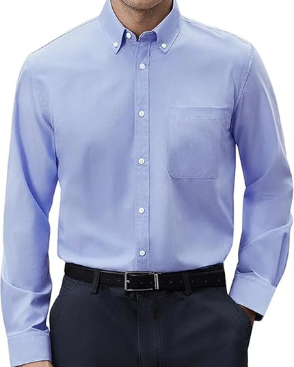 Men's Oxford Shirt S-5XL - 100% Cotton Long Sleeve Dress Shirt